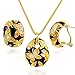 QIANSE Mothers Day Jewellery Set Gifts Spring of Versailles Jewelry Sets for Women Butterfly Gold Enamel Pendant Necklace Earrings Fashion Vintage Jewelry Set Birthday Gifts for Mom Grandma