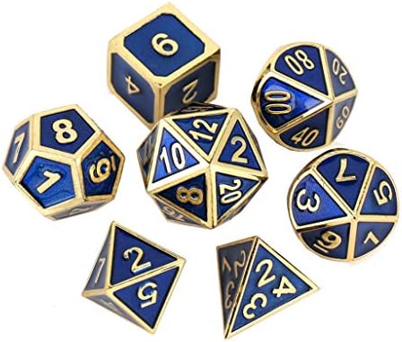 スポンサー プロダクト 毎週更新 Yourandoll 7個 亜鉛合金メタルダイス サイコロ多面体ダイスd D12 D10 D8 D6 16mm Dnd Mtgダイステーブルゲーム用 Trpg Dragons D4 And Dungeons ブルーゴールド