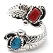 L7 Trading Adjustable Ring Featuring Turquoise & Coral Stones Handcrafted by Navajo Artist Belin