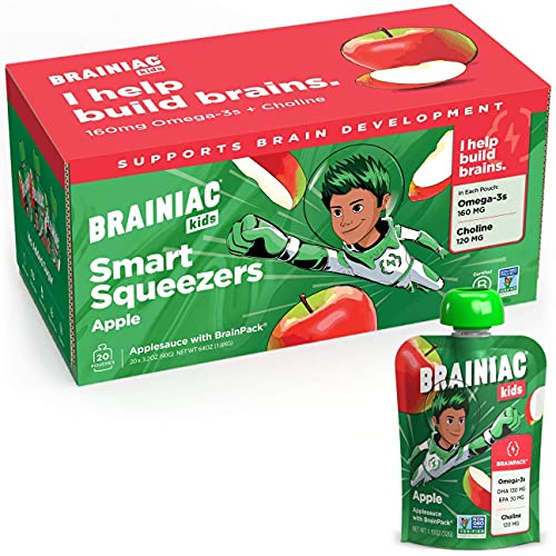 Brainiac Kids Applesauce Pouches, Apple, 20 Count, 3.2 oz