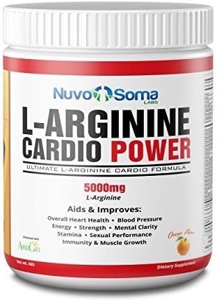 L-Arginine 5000mg Cardio Power: Powerful Nitric Oxide Booster, w/ L-citrulline, CoQ10 & Resveratrol. Amino Acids Build Muscle Fast, Boost Performance, Increase Workout Endurance. by NuvoSoma Labs