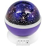 LED Concepts® Moon and Star Projection Lamp – Color Changing Cosmos Star Projection for Starry Moon Sky Night Light in Children’s Room with USB Cable