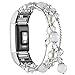 Simpeak 5.8-7.2 Fashion Band Compatible with Fitbit Charge 2 Smartwatch, Elastic Women Beaded Band Replacement for Fitbit Charge 2 Only, White