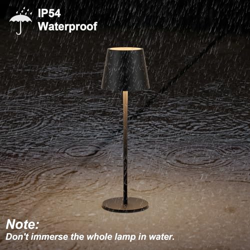 Klighten 2 Pieces LED Dimmable Blue Wireless Desk Lamp, Rechargeable Indoor/Outdoor Battery Powered Table Lamp with USB-C, Warm Light 3000K, Aluminium, Waterproof IP54
