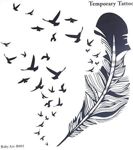 GGSELL GGSELL tattoo size 21CMx22CM(8.27x8.66) non toxic and waterproof hot selling fashionable large feather and many birds temporary tattoo stcker by GGSELL