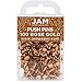 JAM PAPER Colorful Push Pins - Rose Gold Pushpins - 100/Pack