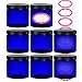 8-Pack - 16 Ounce Plastic Cobalt Blue Refillable Jars - Clear 8 Pack 16 Oz Round Cosmetic Containers - with Lids and Labels, For Beauty Products, Cream, Exfoliating Scrub, Face Masks and Lotion