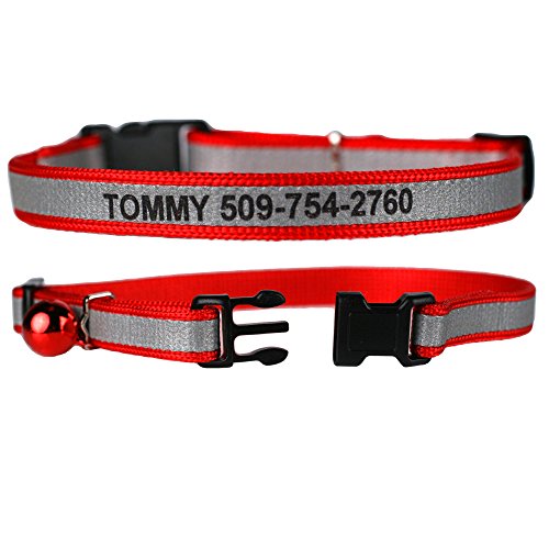 GoTags Personalized Reflective Cat Collars, Engraved Custom Cat Collar