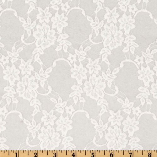Ben Textiles Inc. Giselle Stretch Floral Lace White Fabric By The Yard