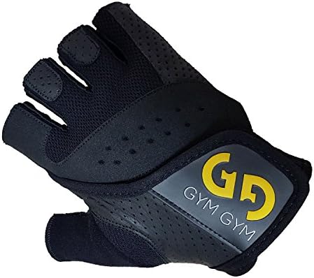 GYM GYM Gloves with Anti-Slip Palm for Workout, Weight Lifting, Crossfit, Exercise, Training, Fitness and Bodybuilding for Men (PAIR) (Black, Medium)