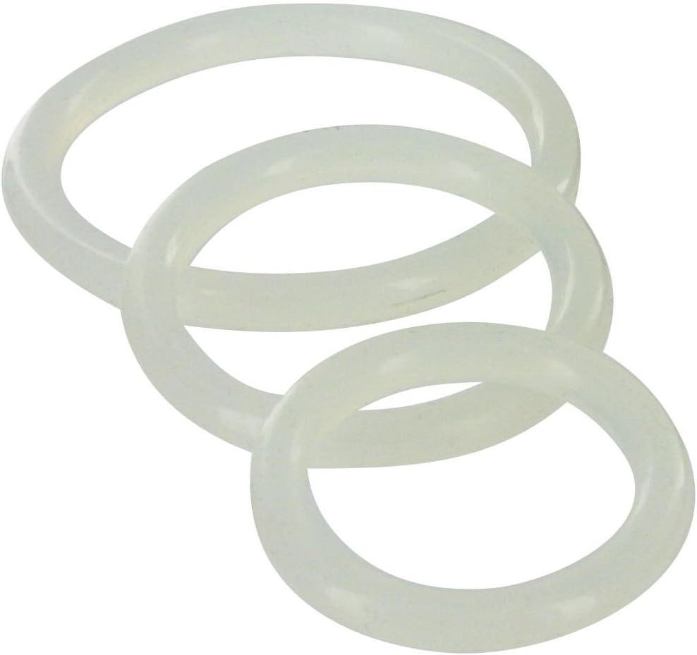 Silicone Cock Rings, Clear, Black, 3 Count (Pack of 1)
