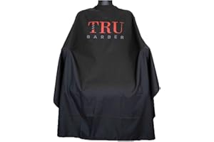 TRU BARBER Silicone neck cape, Professional Cape with Snap Closure Hair Salon Cutting Cape, Barber Cape, Barbershop cape, 50" x 58” (Blak/Red)