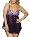 IWISHME Women Plus Size Sequin Sexy Babydoll Lingeries (5XL=US Size 4XL, Purple)