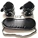 Jonerytime_Soft Comfortable PU Fur Leather Handcuffs Wrist Cuffs and Blindfold Eye Mask (Black)thumb 4
