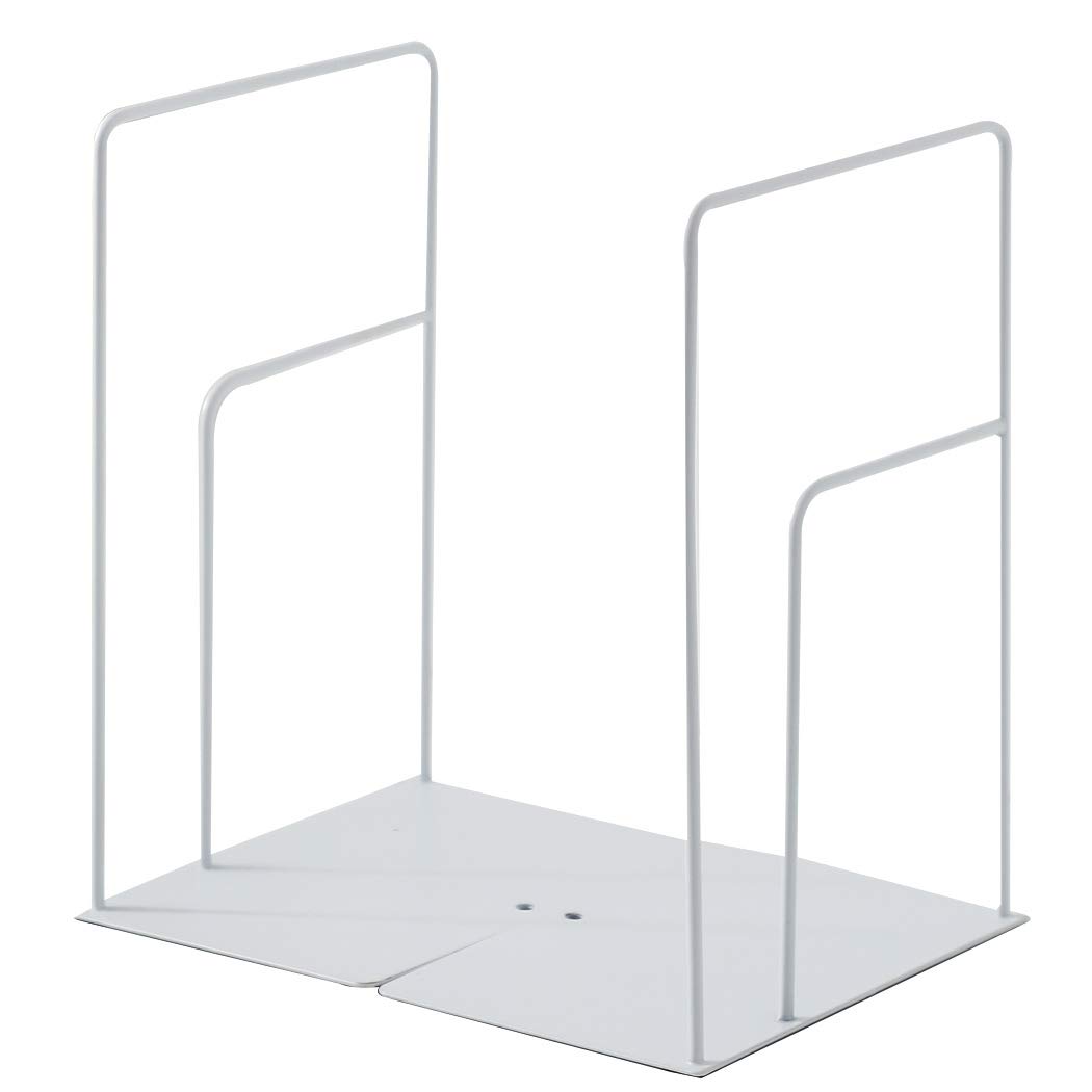 SIPLIV Minimalist Style Bookends Metal Adjustable Books Holder Stand Book Rack Desk Bookend - Rectangle, White