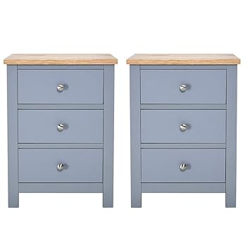 Wellgarden Painted Bedside Table Grey Bedside Cabinet With 3