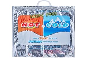 Superio Hot and Cold Insulated Bags for Food Delivery, Grocery Shopping Bags, Food Storage for Hot and Frozen Food for Travel, Disposable Cooler Bag, Reinforced Thermal Lunch Bag (1, 19"x5.5"x15.5")