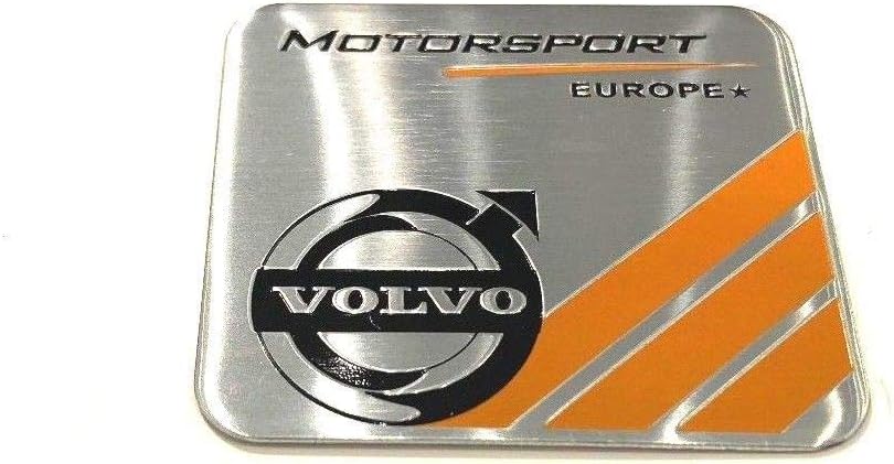 VOLVO Europe Motorsport XC40 XC60 XC90 S60 S90 V60 V90 Emblem Badge Accessories SILVER BLACK YELLOW Color Brushed Aluminum Finish, Adhesive Backing for Easy Install (Car Accessory Warehouse Exclusive)