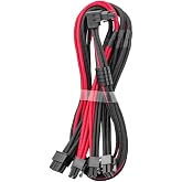 CableMod Pro ModFlex 12V-2x6 PCIe Cable for ASUS (Black + Red, 4x8p, 90&deg; B) | Paracord RT-Series. 16-pin to Quad 8-pin, 60cm. 12V-2x6 StealthSense connector. Fits ASUS, Seasonic, Phanteks PSUs.