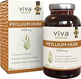 Viva Labs Organic Psyllium Husk, 500mg, 500 Vegetarian Capsules - The BEST Fiber Supplement for Optimal Intestinal Health