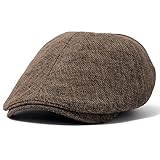 ililily Linen-like Flat Cap Cabbie Hat Gatsby Ivy Irish Hunting Stretch Newsboy