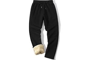 MACHLAB Men's Thermal Fleece Jogger Pants Sherpa Lined Sweatpants Winter Warm Thick Track Pants