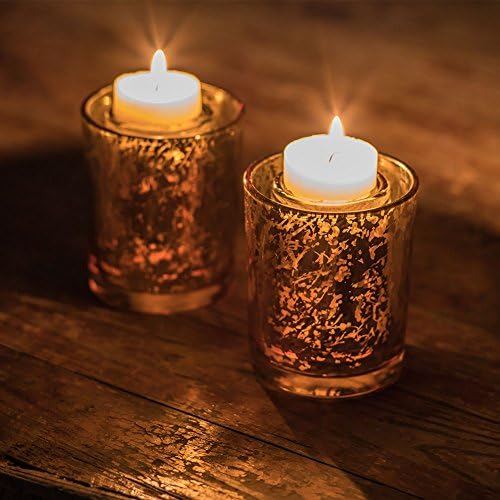 Votive Candle Holders Mercury Glass Tealight Gold Candle Holders for Home Décor Weddings and Parties 3"H (6pcs, Gold) by JABORN