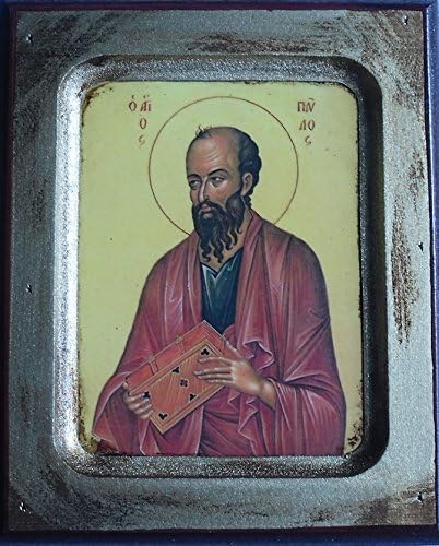 Wood Icon Saint Paul Icon of St Paul. Wooden St Paul Icon. Religous Greek 13cms x 17cms.