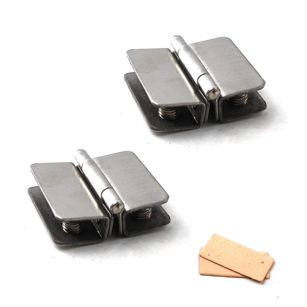 Glass Cabinet Hinges Stainless Steel Door Hinge Clamp for Shower Door Come with Screws for 5-8mm Thickness Glass (Pack of 2)