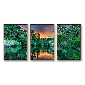 Framed Canvas Wall Art for Living Room, Bedroom Beautiful Nature Norway Landscape Canvas Prints for Modern Home Decoration Ready to Hang - 16"x24"x3 Panels