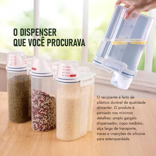 Kit 2 Unids Potes Herméticos 2 Litros Organizador Para Cozinha e Lavanderia