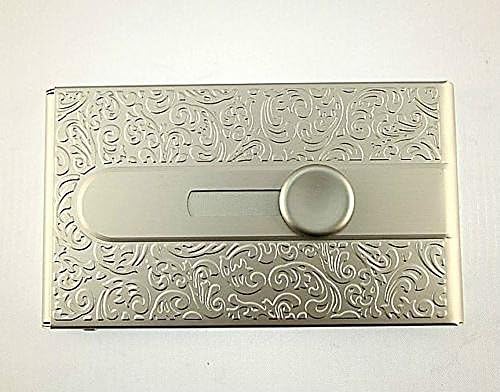 Emboss Aluminum Slide Name Business ID Credit Card Case Holder Pocket (Silver)