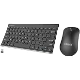 Arteck 2.4G Wireless Keyboard and Mouse Combo Ultra Compact Slim Stainless Keyboard and Ergonomic Mouse for Computer/Desktop/PC/Laptop and Windows 10/8/7 Build in Rechargeable Battery