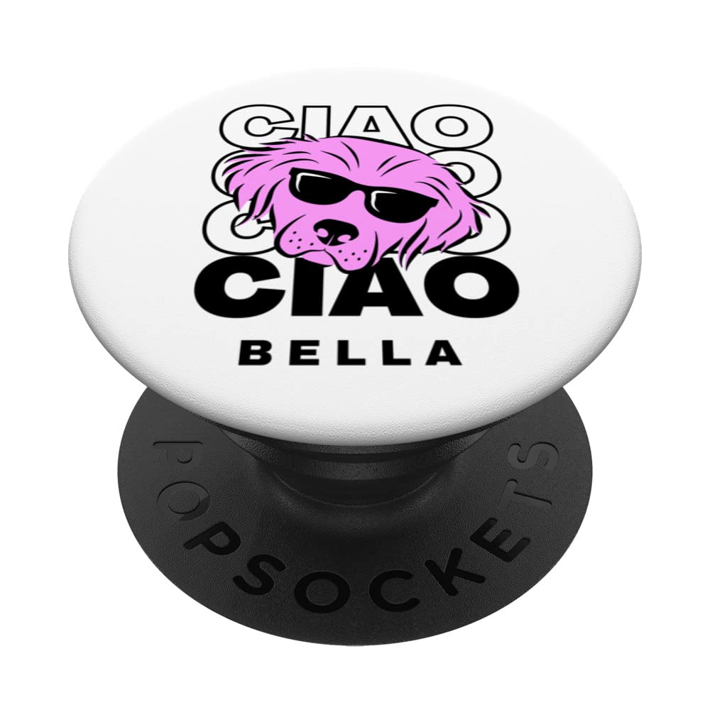Funny Dog with Glasses Italian Summer Italy Quote Ciao Bella PopSockets Swappable PopGrip