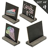 MyGift 5 X 6 Inch Mini Tabletop Chalkboard Signs with Vintage Style Wood Base Stands, Set of 4