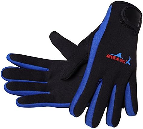 Wetsuit Gloves for Men Women Kids, 1.5MM Diving Scuba Snorkel Swim Gloves (blue, L)