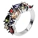 Multi Gemstone Ring Morganite Garnet Amethyst Peridot Promise Wedding Party Ring for Girls Women Size 6 to 10 (7)