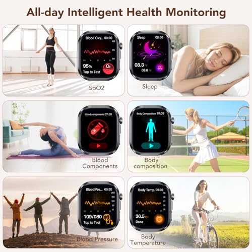 Women's Smartwatch Watch with ECG+HRV: 1.88 Inches Smart Watch with Bluetooth Calls Heart Rate Monitor Sleep Pressure Smartband 130+ Sports Modes Waterproof Flashlight IP67 Watches for Android and iOS