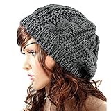 JOVANA New Arrival Top Fashion Winter Warm Women Lady Yong Girls Baggy Beret Chunky Knit Knitted Braided Beanie Hat Ski Cap Crochet Knitted Hat Knitted Crochet Oversized Slouch Hat for Women (Dark Grey