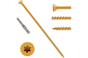 LIONMAX Deck Screws 5 Inch, Wood Screws #10 x 5", 50 PCS, Rust Resistant, Exterior Epoxy Coated, Outdoor Decking Screws, Torx/Star Drive Head Deck Screw, T25 Star Bit Included, Tan