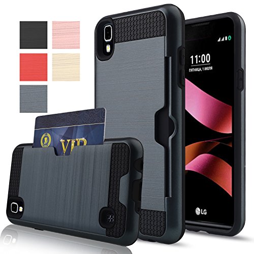 LG Tribute HD Case,LG X Style Case,LG Volt 3 Case,AnoKe [Credit Card Slots Holder][Not Wallet] Hard 