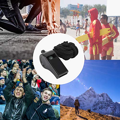 Mooerca 28 Packs Black Lanyard Whistle, Plastic Sports Whistles, Loud Crisp Sound Whistles Bulk Perfect for Coaches, Referees Officials, Emergencies Outdoor Travel Lifeguard Fans Cheer Student - Thumbnail 4