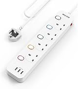 Mscien Extension Lead 4 Way 3 USB 1.8M Cable Individual Switches Overload