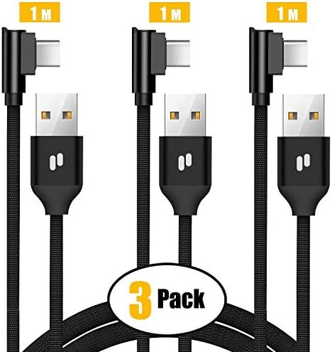 3ft Right Angle USB C Cable, Carlcoo 3Pack 90 Degree Type C Fast Charging Data Sync Cord for MacBook, LG G6 V20,Google Pixel, Nexus 6P, Nintendo Switch, Samsung Galaxy S8+