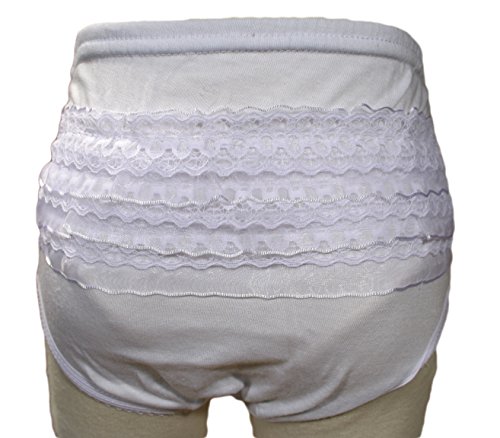 Little Things Mean A Lot Baby Girls White Poly Cotton Knit Rumba Diaper Cover Bloomers