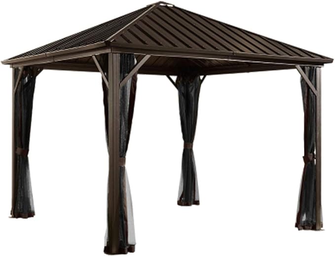 Sojag 10' x 10' Dakota Hardtop Gazebo Outdoor Sun Shelter, Dark Brown