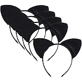 ccHuDE 5 Pcs Black Cat Ears Headbands Soft Kitty Ears Headband Halloween Cosplay Hairbands Plush Cute Animal Headband A