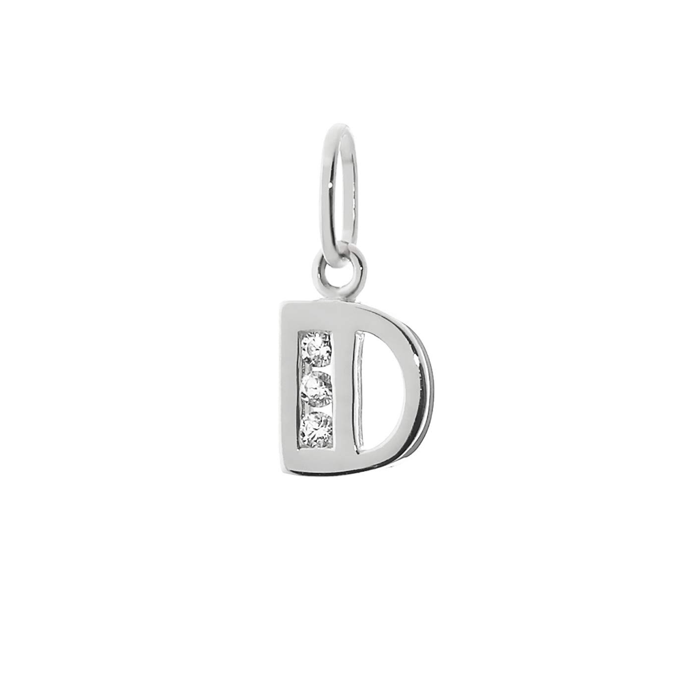 NKlaus letter D small pendant 925 sterling silver 8mm alphabet zirconia 9176