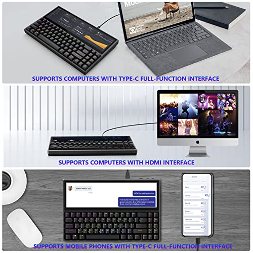 Mechanical Keyboard, Builtin 12.6 Inch Touchscreen, Compact 71 Keys