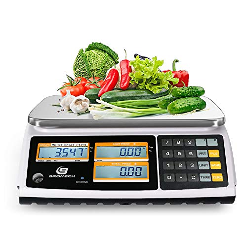 NTEP Price Computing Scale, 60lb Capacity, 0.01lb Readability, Digital Commercial Food Meat Counting Weighting Scale LCD with Backlight, Rechargeable Battery Included, Legal for Trade, Cod 21-001